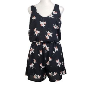 LUSH black floral sleeveless romper Small